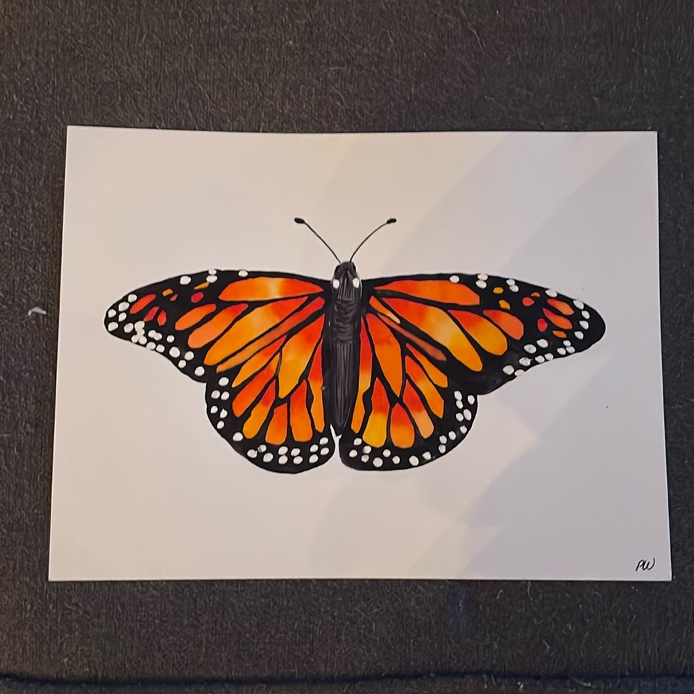 Original watercolor monarch painting 9x12